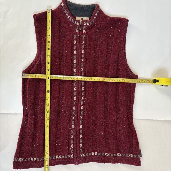 Ladies Woolrich Ruby Heather Wool Blend Embroidered Zip Sweater Vest Size M - Picture 5 of 7
